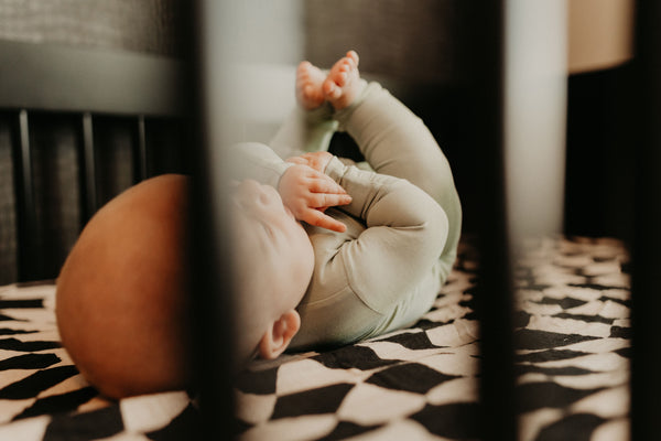 Wavy Checker Organic Muslin Crib Sheet