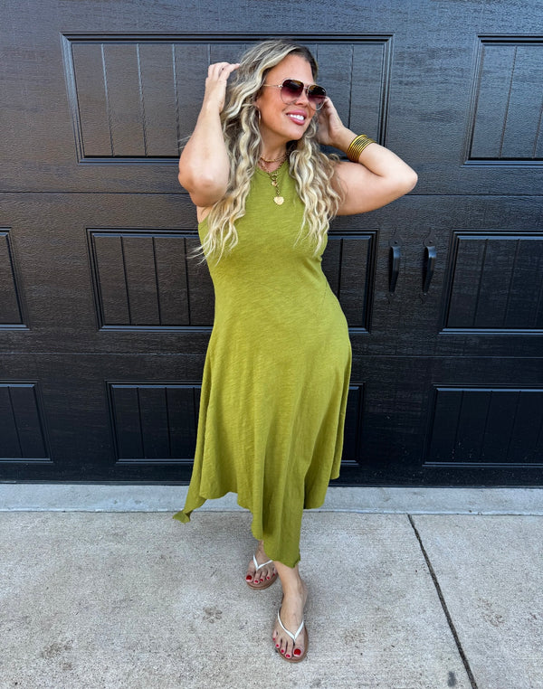 Asymmetric Hem Tank Dress