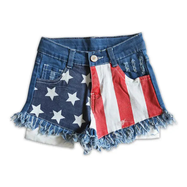 America Frayed Denim Shorts Preorder