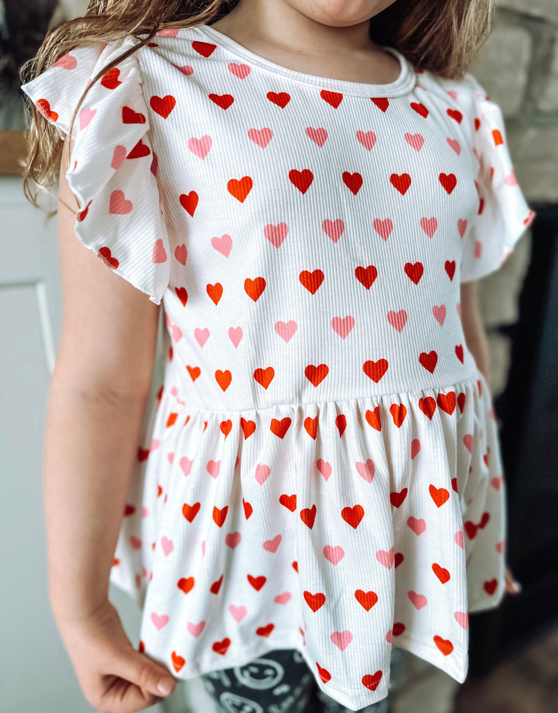 Mini Hearts Peplum Top