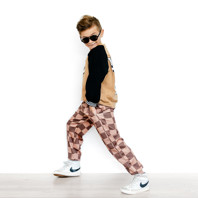 Mocha Checker Joggers