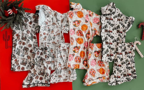 MATCHING FAMILY PJ’s CHRISTMAS PREORDER KIDS BUTTON UP SHORT SET