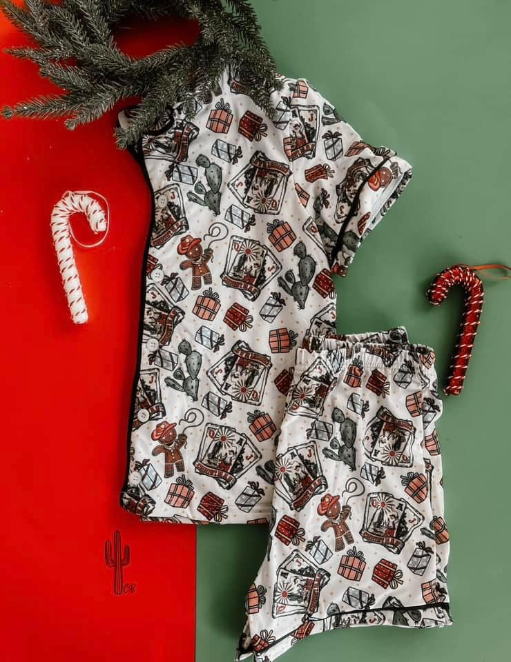 MATCHING FAMILY PJ’s CHRISTMAS PREORDER KIDS BUTTON UP SHORT SET