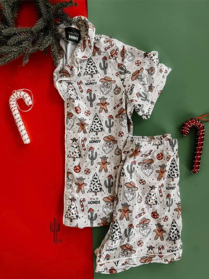 MATCHING FAMILY PJ’s CHRISTMAS PREORDER KIDS BUTTON UP SHORT SET