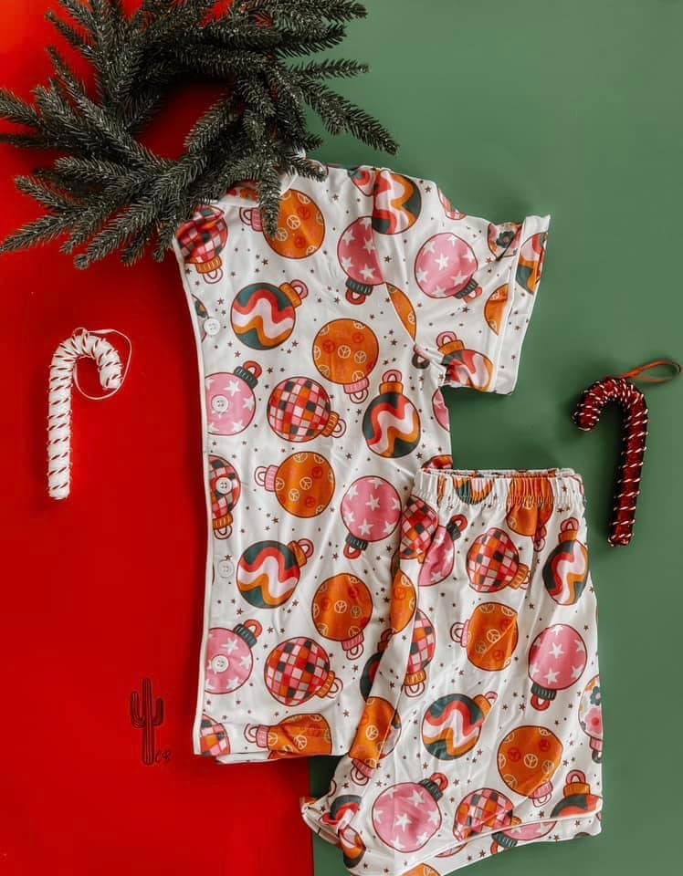 MATCHING FAMILY PJ’s CHRISTMAS PREORDER KIDS BUTTON UP SHORT SET