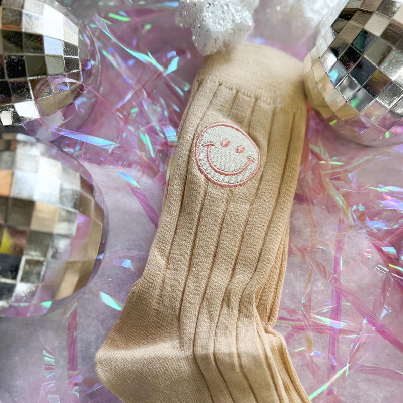 Happy Face Ribbed Socks