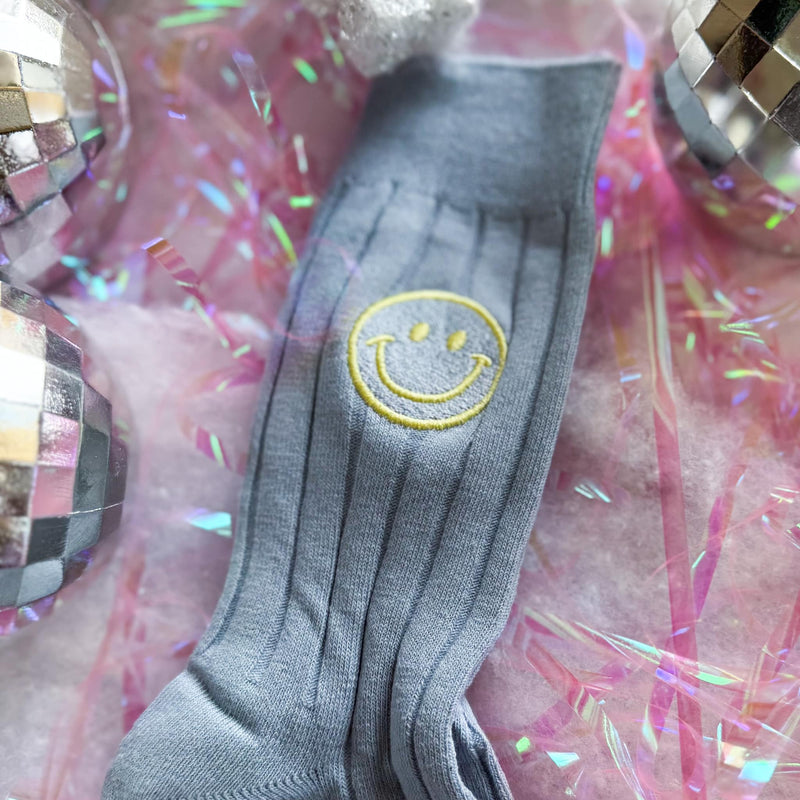 Happy Face Ribbed Socks