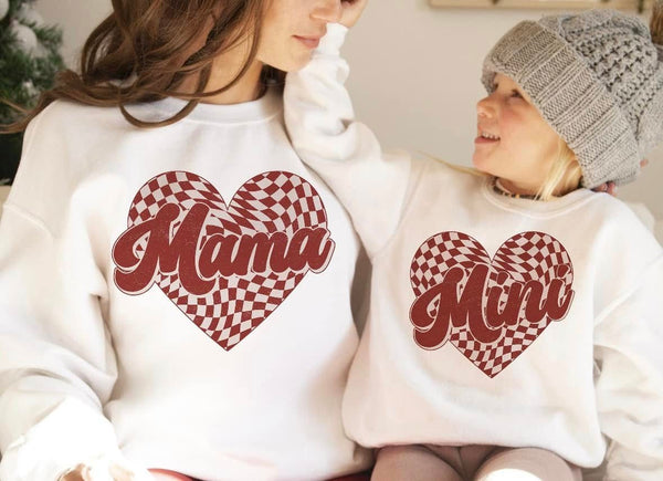 Wavy Checker Mama Crewneck