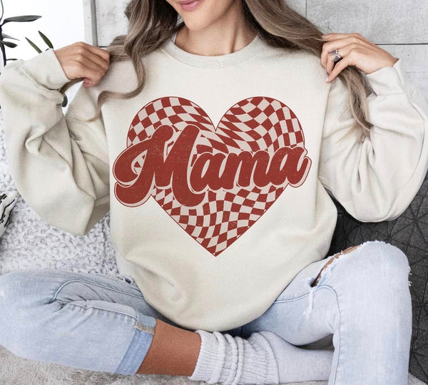 Wavy Checker Mama Crewneck