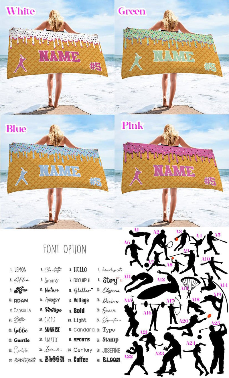 ICE CREAM DRIP CUSTOM BEACH TOWEL PREORDER