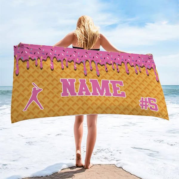 ICE CREAM DRIP CUSTOM BEACH TOWEL PREORDER