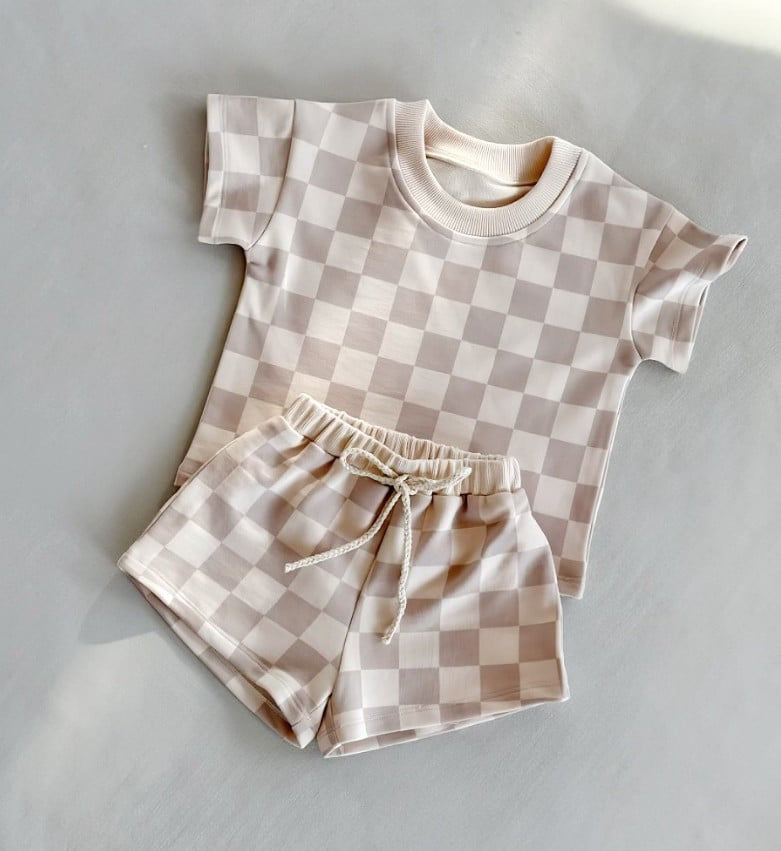 French Terry Cotton Checkered Sets Preorder