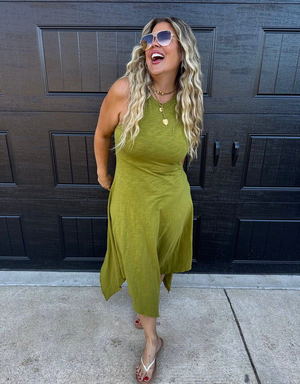 Asymmetric Hem Tank Dress