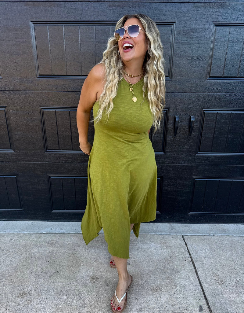 Asymmetric Hem Tank Dress