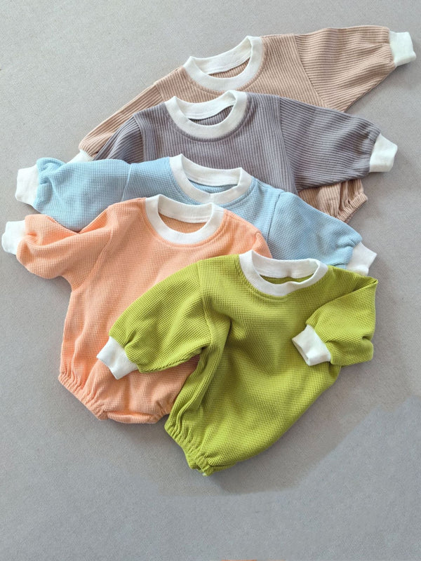 Waffle Long Sleeve Romper Preorder