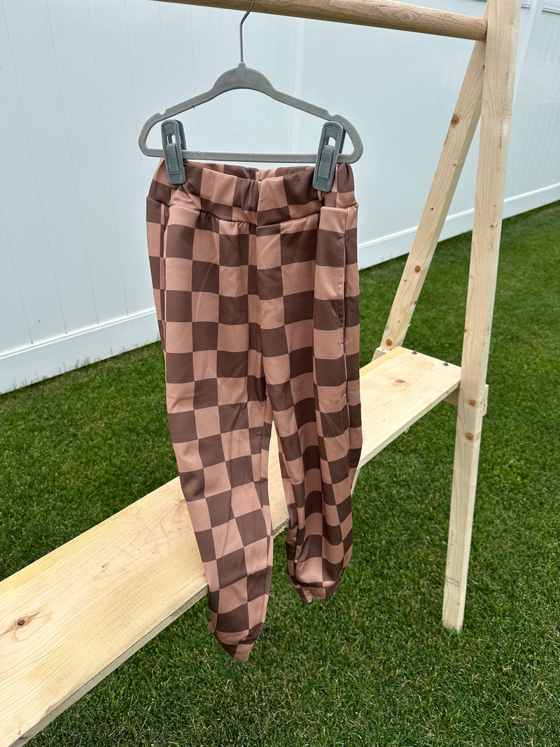 Mocha Checker Joggers