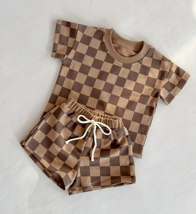 French Terry Cotton Checkered Sets Preorder
