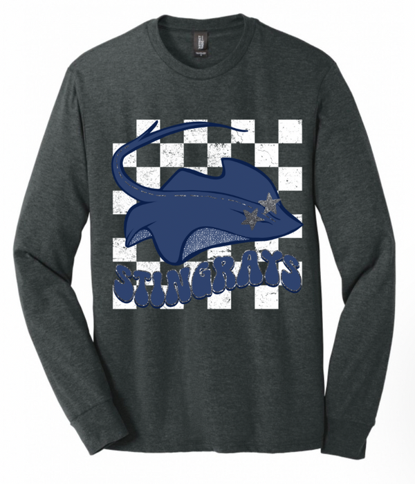 ASC Stingrays Checker Glitter Graphic Long Sleeve [Youth]