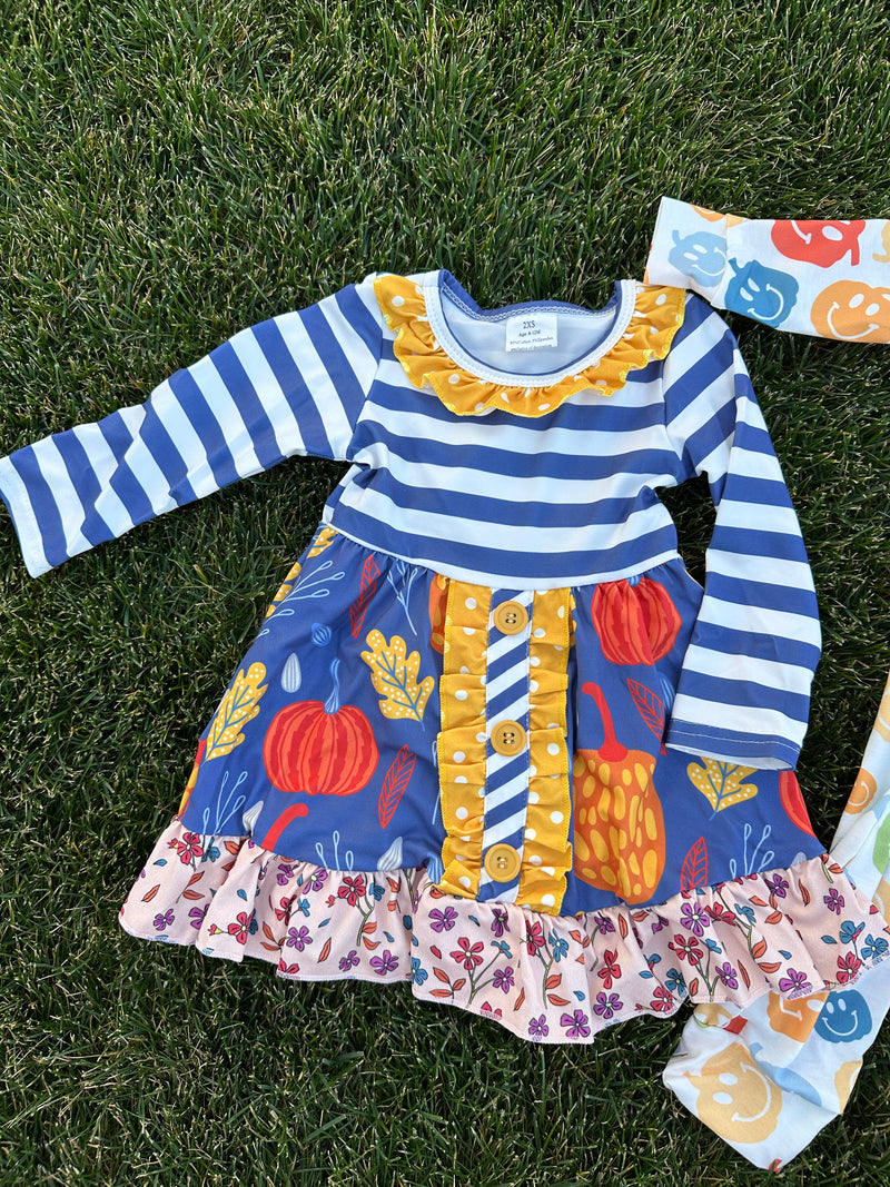 Pumpkin Stripe Twirl Dress