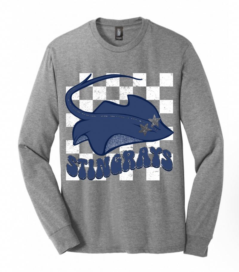 ASC Stingrays Checker Glitter Graphic Long Sleeve [Youth]