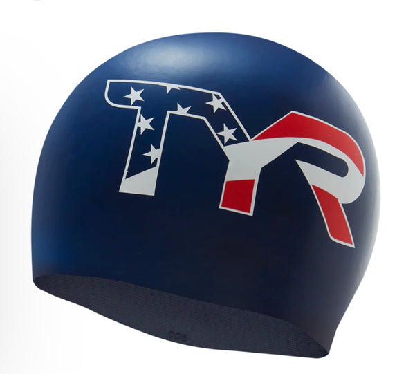 TYR Adult Silicone Swim Cap - USA