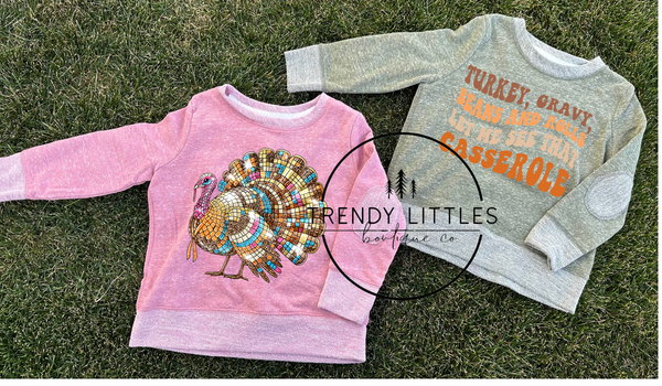 Blingy Turkey Crewneck w/ Elbow Patches