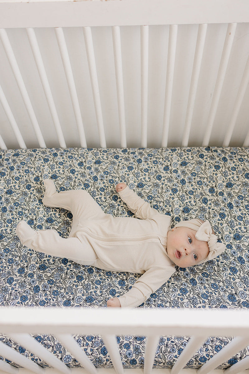 Bluebell Pointelle Bamboo Stretch Crib Sheet