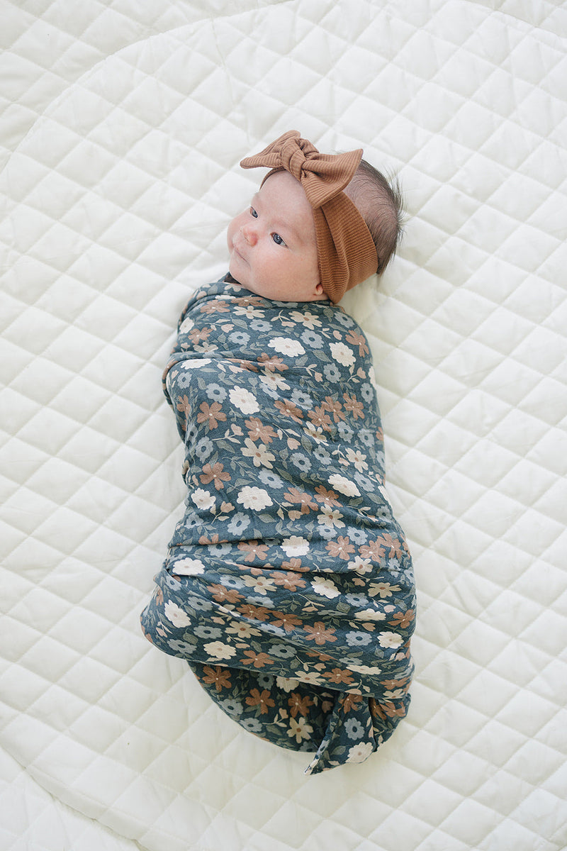 Midnight Floral Muslin Swaddle Blanket